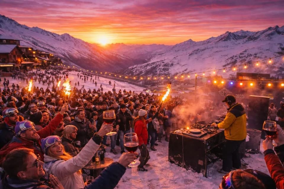 Festa ao pôr do sol no terraço de El Colorado